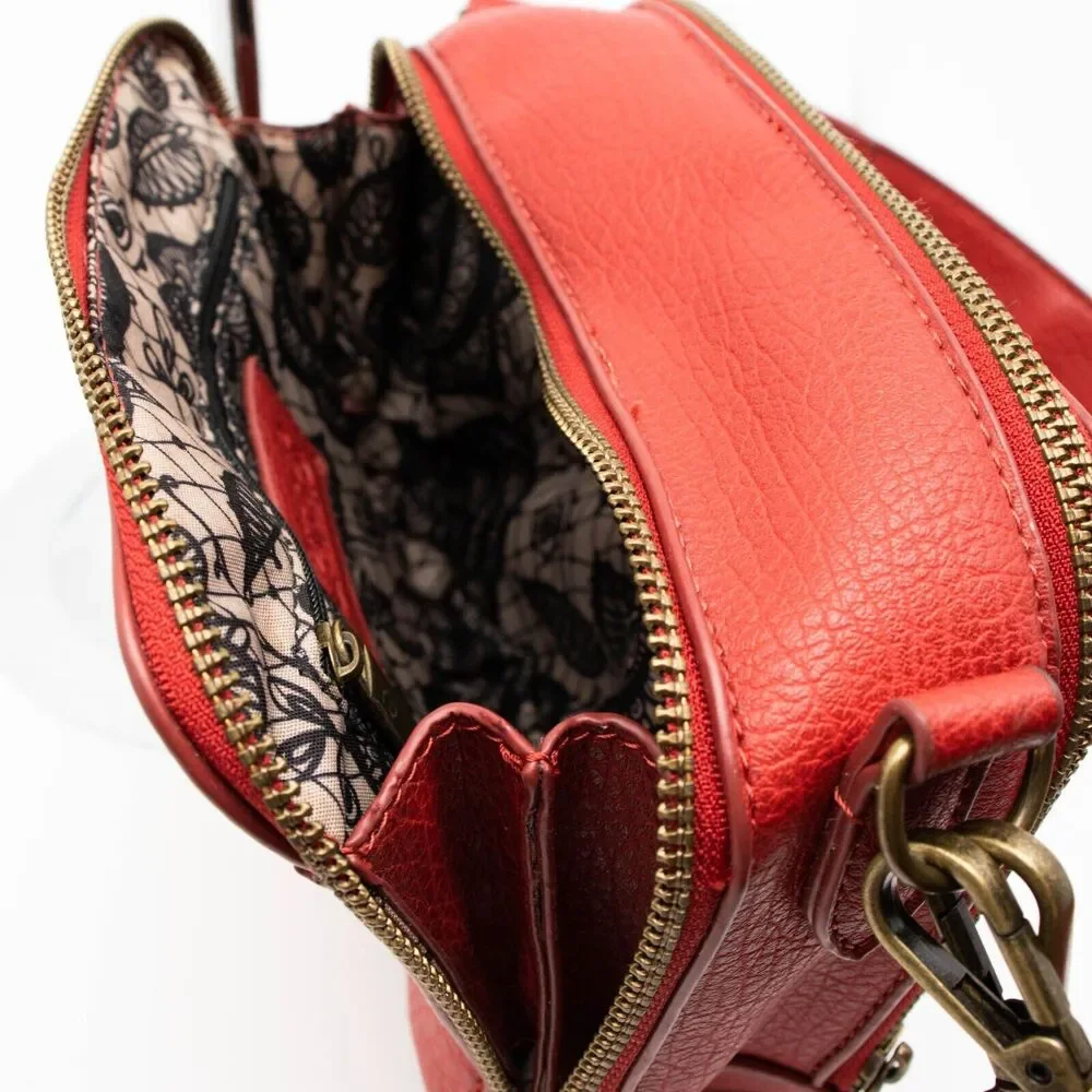 Carlos Santana CARLOS Red Faux Leather Crossbody Handbag